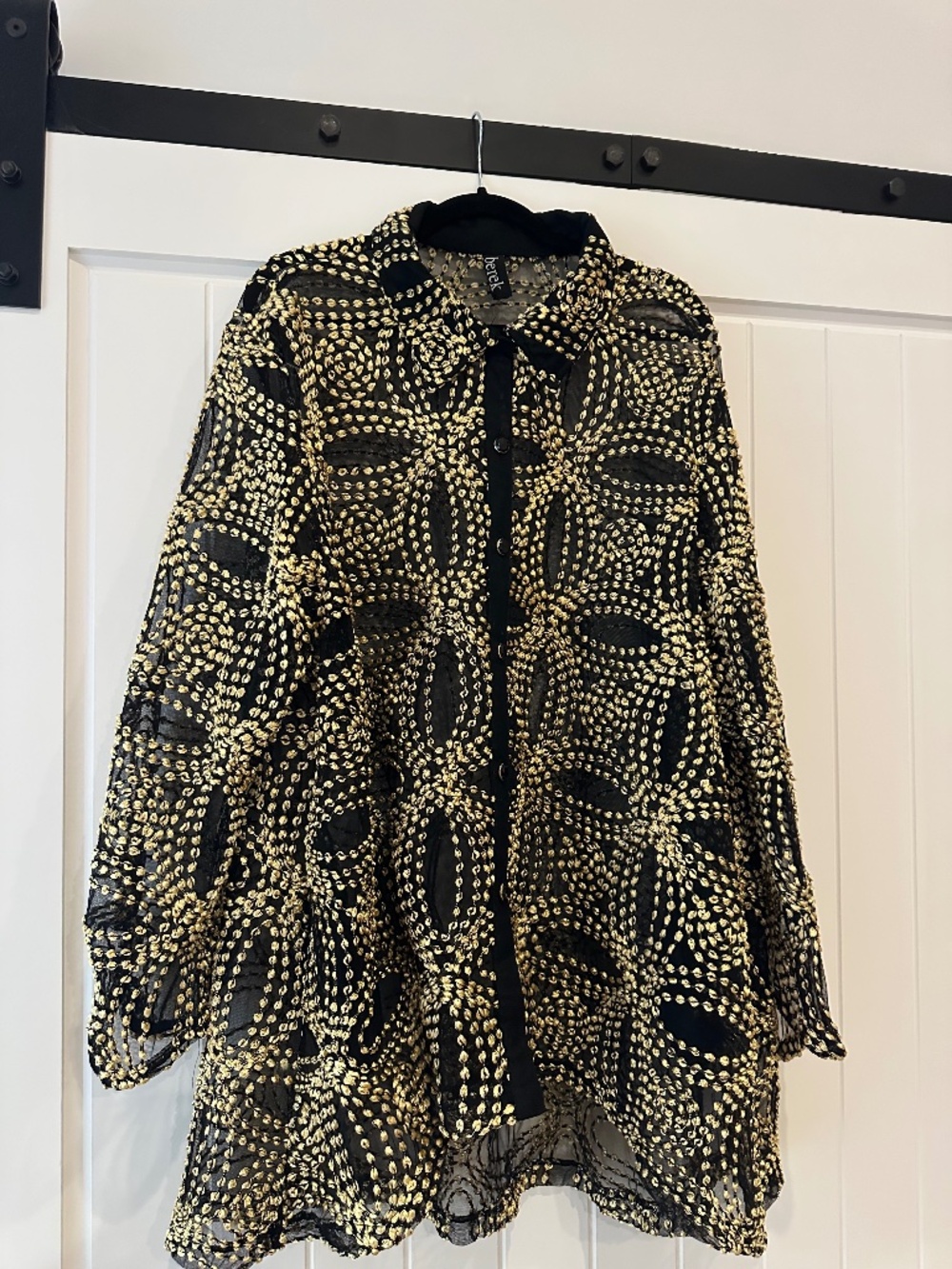 Berek Gold Embroidered Mesh Shirt/Mini-Dress